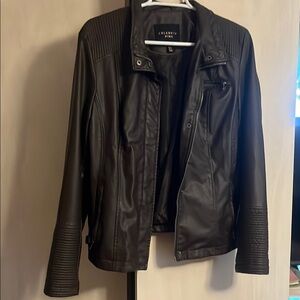 Celebrity Pink Black Leather Moto Jacket